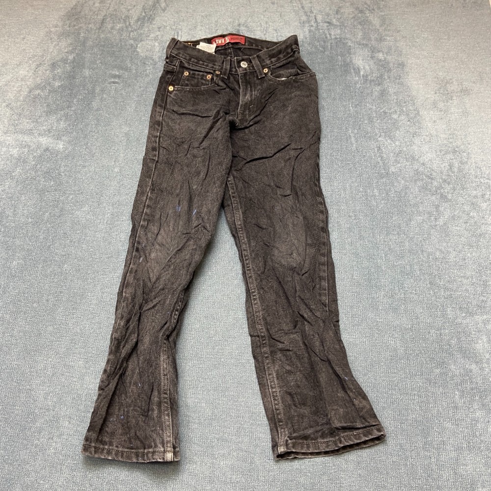 Levi's 550 Straight Jeans Boy 12 24x26.5 Black Denim Cotton Mid Rise Relaxed Fit